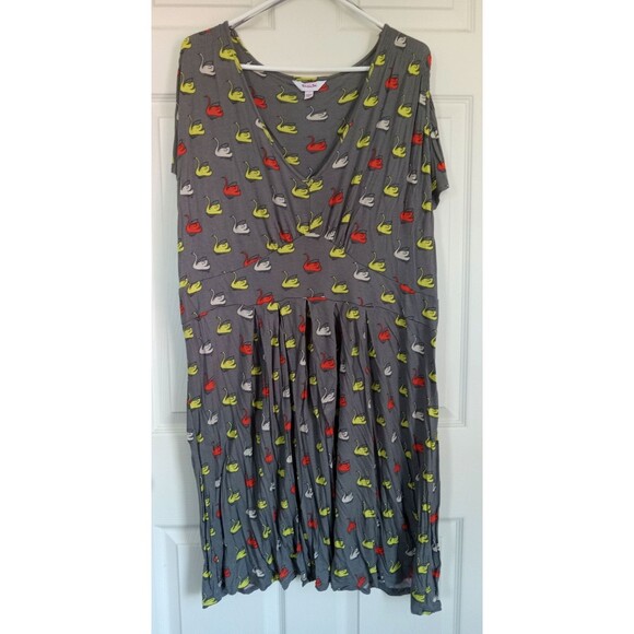 VTG Simply Be Plus Size A-Line V-Neck Short Sleeve Swan Dress Women's 18 EUC - Picture 1 of 7